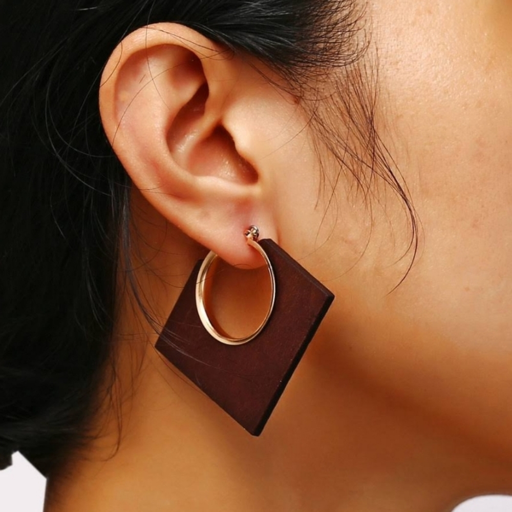 3 for $15 Geometric Brown Wood Earrings